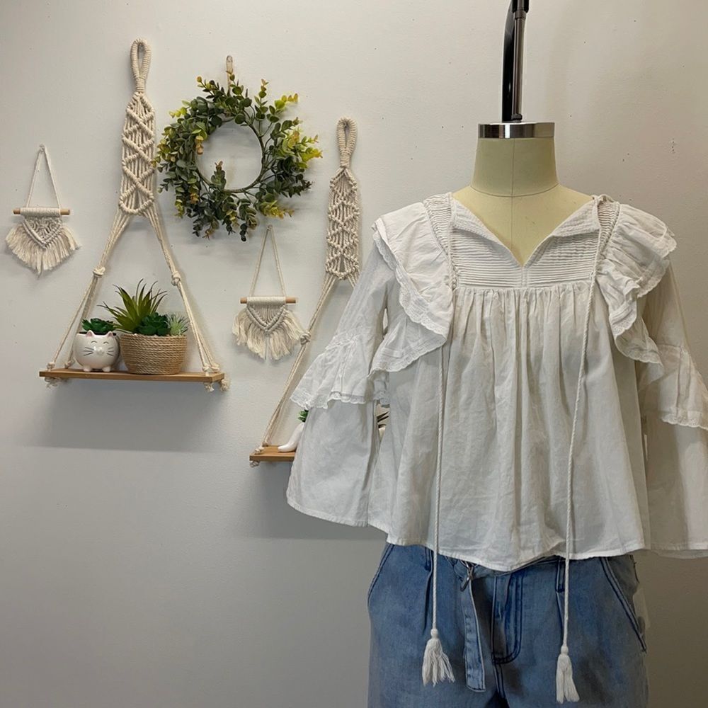 🅢🅐🅛🅔 Zhu Anthropologie Top Bronte Frill Top - Picture 3 of 16